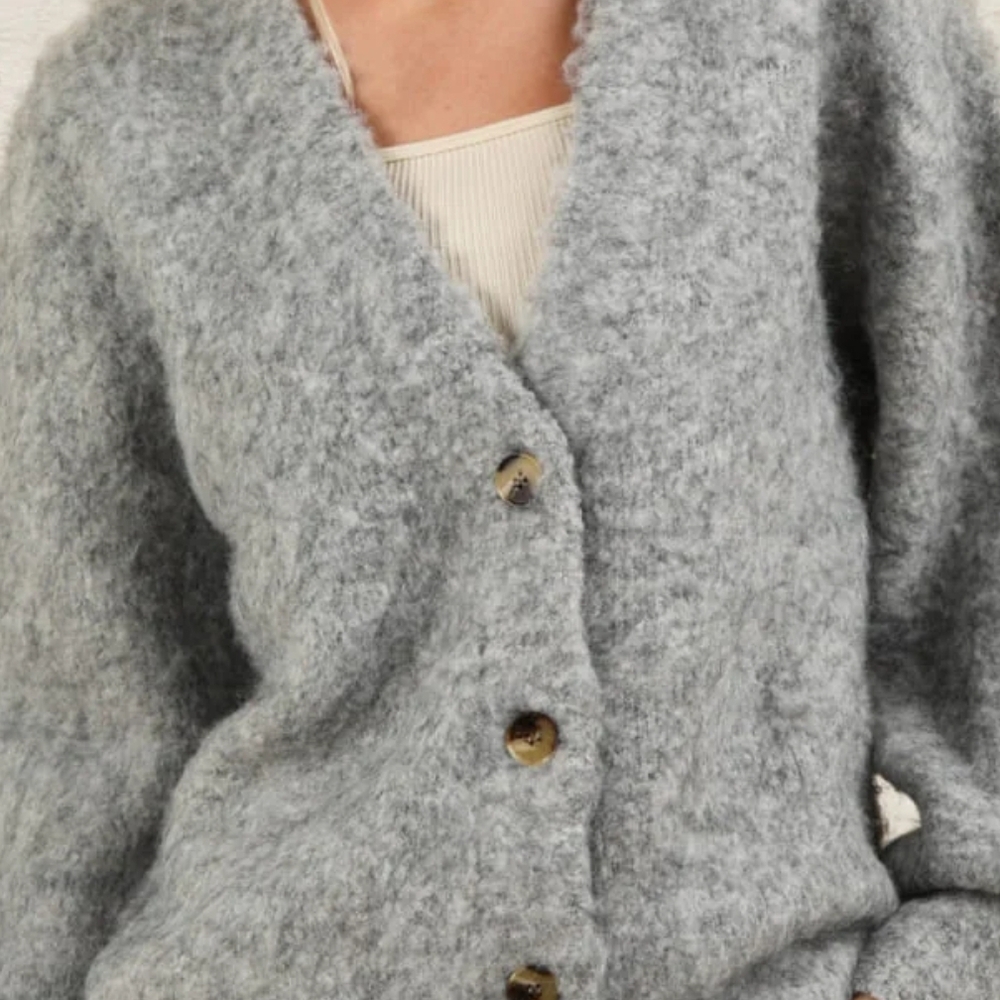 Roxy Soft Gray Knit Button Down Cardigan Sweater